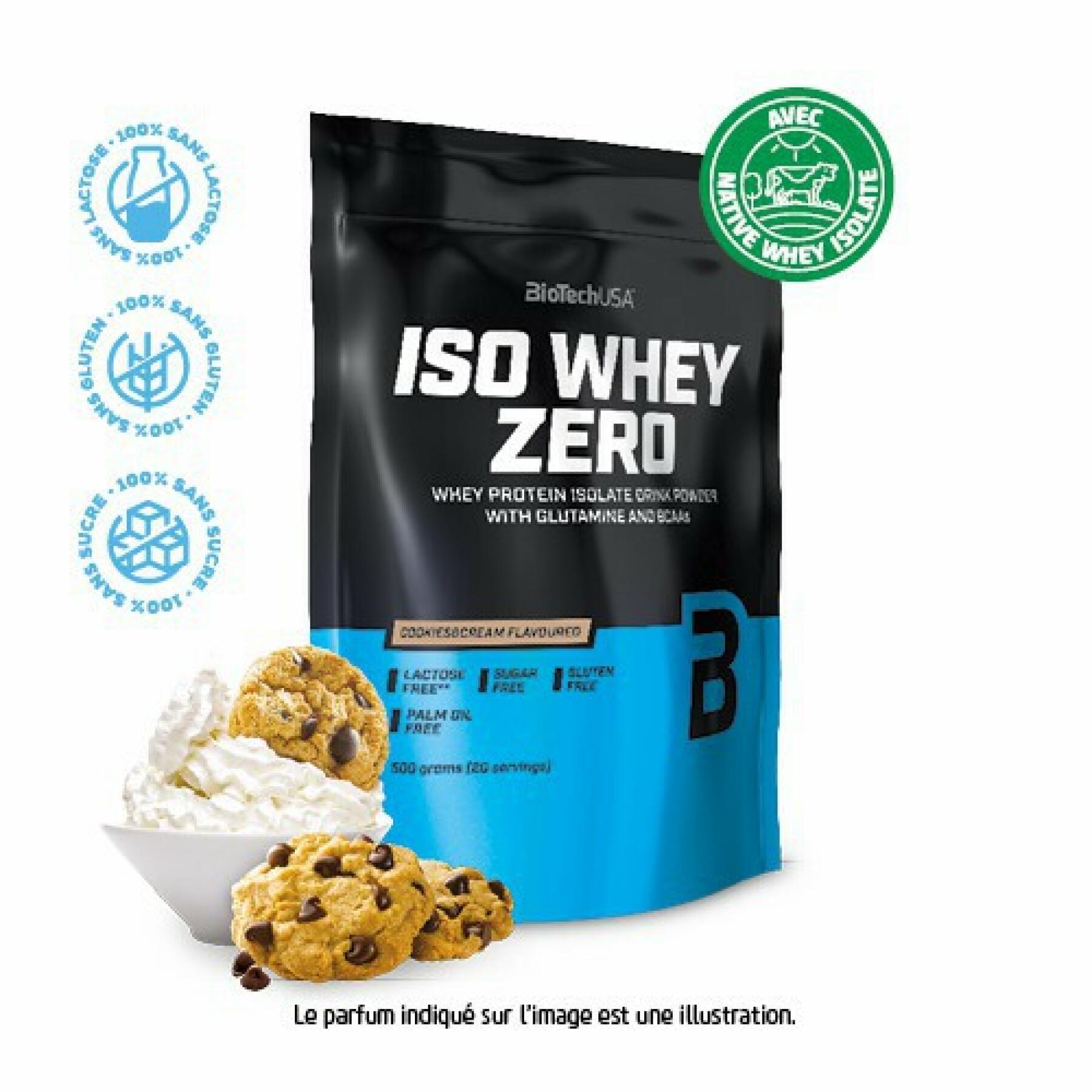 Pack of 10 bags of protein Biotech USA iso whey zero lactose free - Cookies & cream - 500g