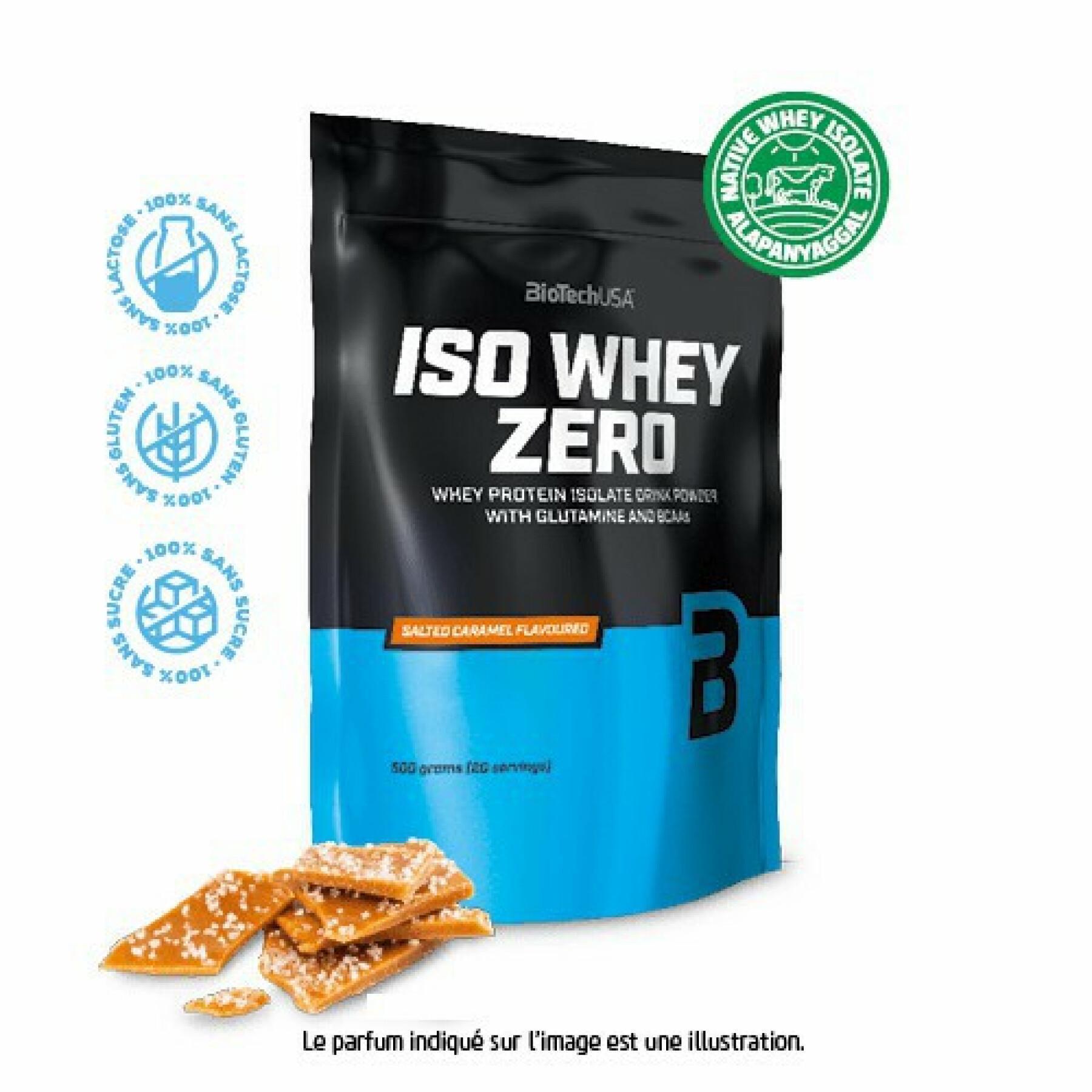 Pack of 10 bags of protein Biotech USA iso whey zero lactose free - Caramel salé - 500g