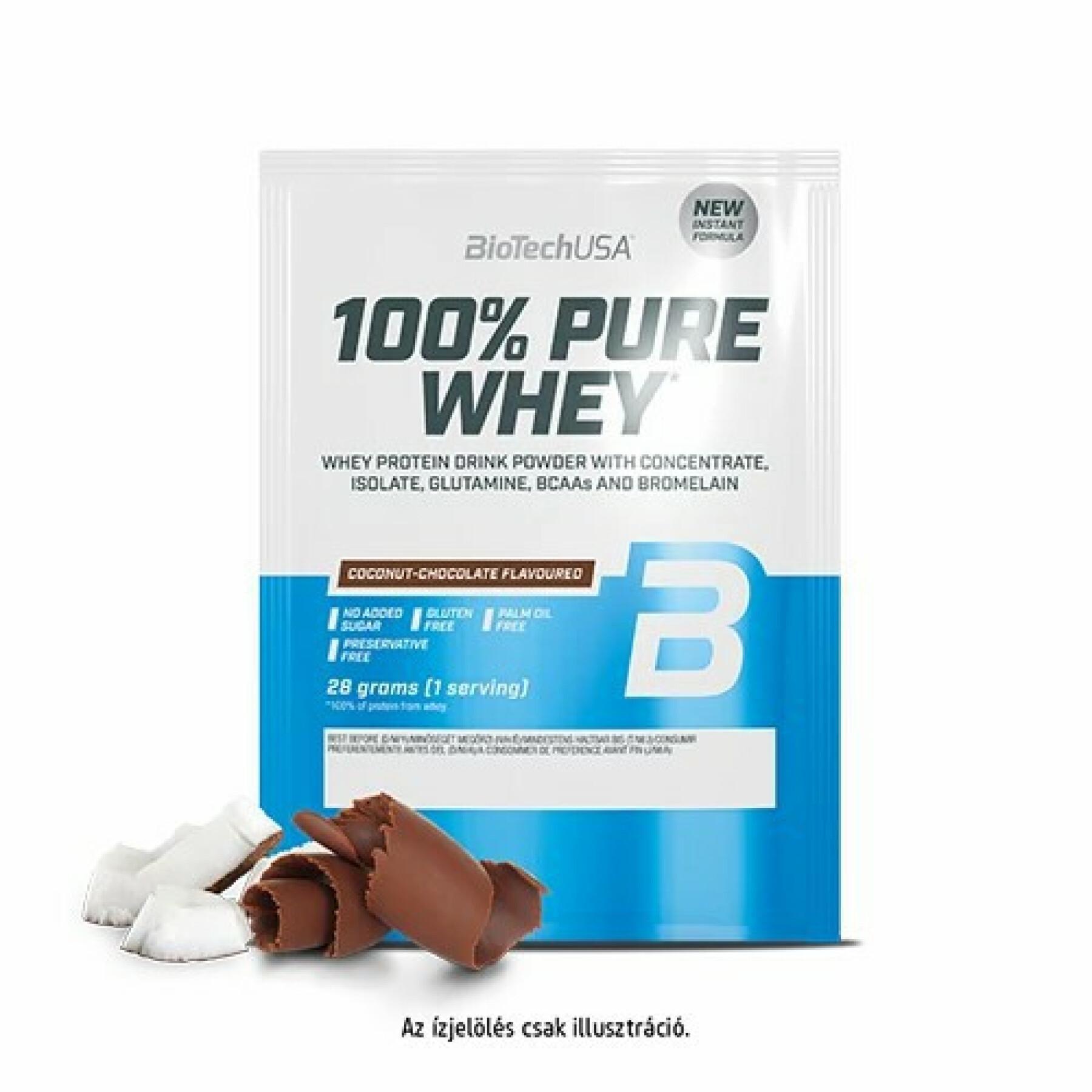 50 packets of 100% pure whey protein Biotech USA - Noix de coco-chocolat - 28g