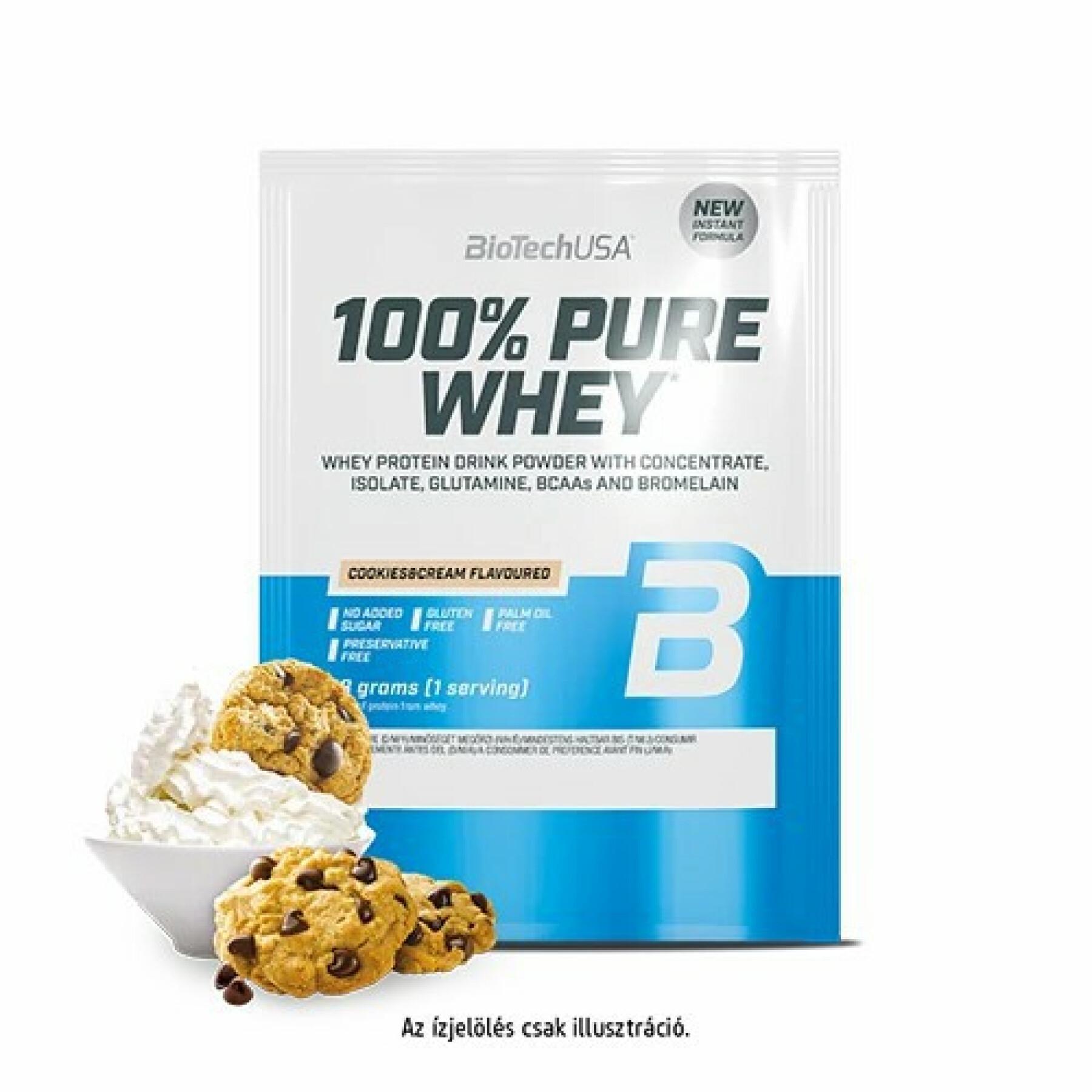 50 packets of 100% pure whey protein Biotech USA - Cookies & cream - 28g