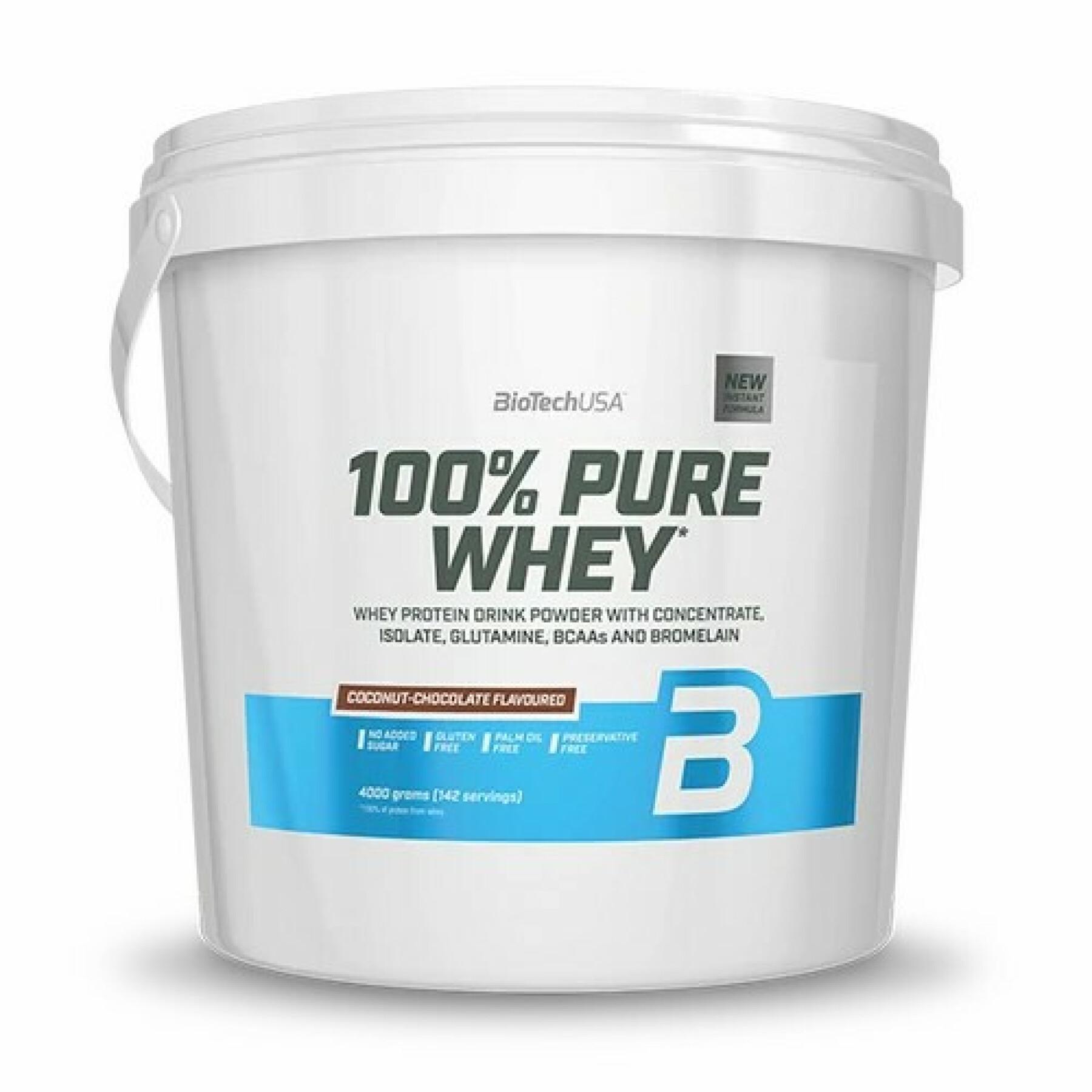 100% pure whey protein bucket Biotech USA - Noix de coco-chocolat - 4kg