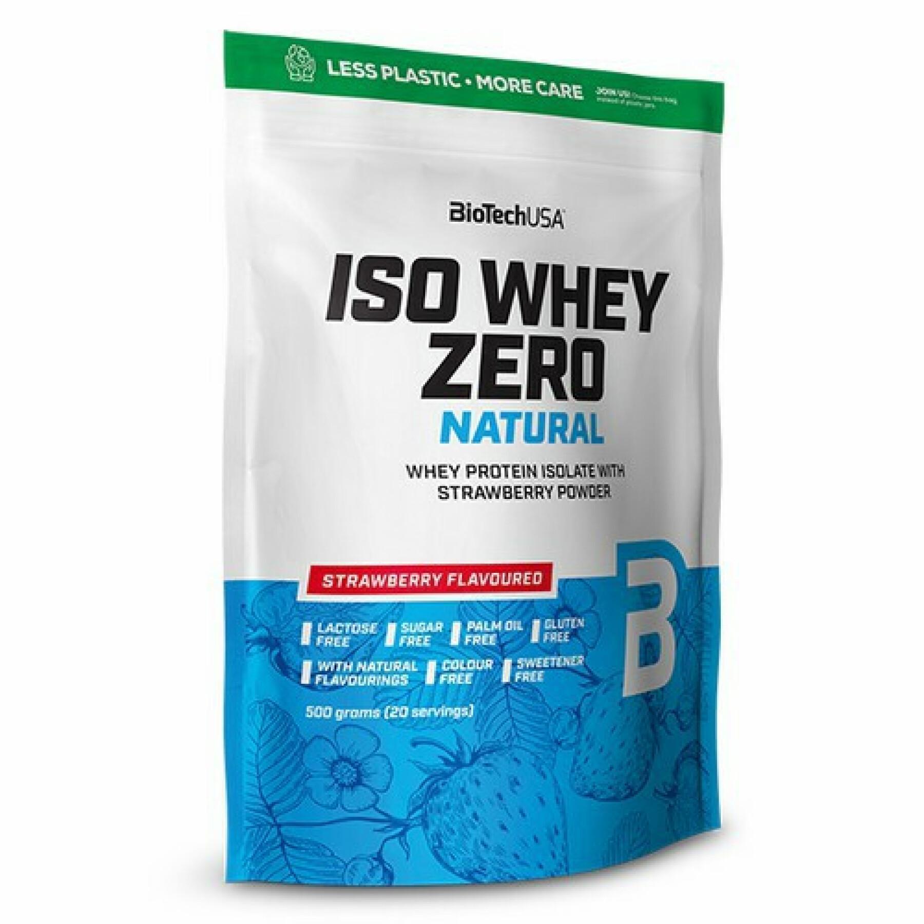 Pack of 10 bags of protein Biotech USA iso whey zero lactose free - Fraise - 500g