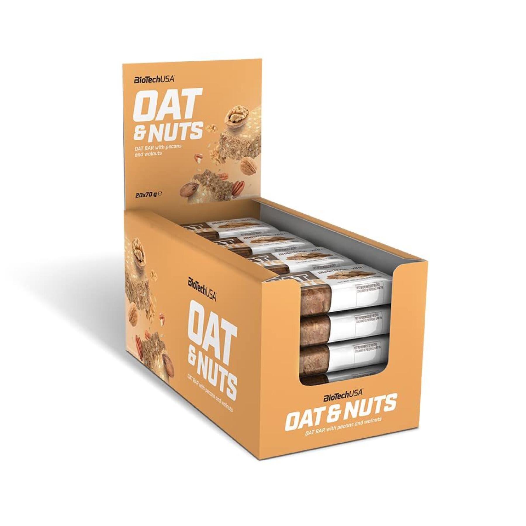 Pack of 20 cartons of oat bar snacks Biotech USA - Noix de pecan