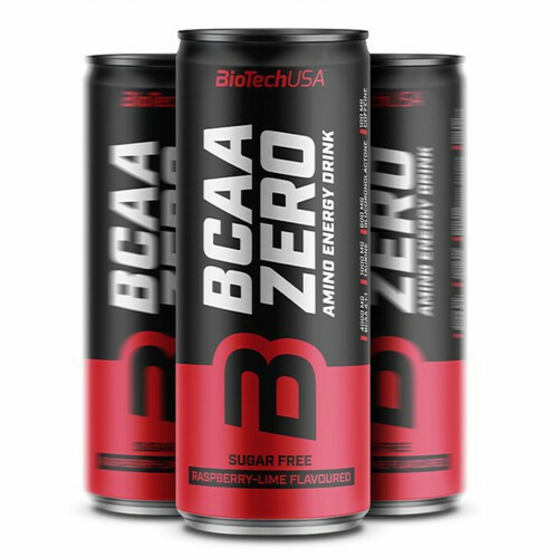 24 cans of energy drinks Biotech USA BCAA ZERO Energy Drink - Framnoise-lime