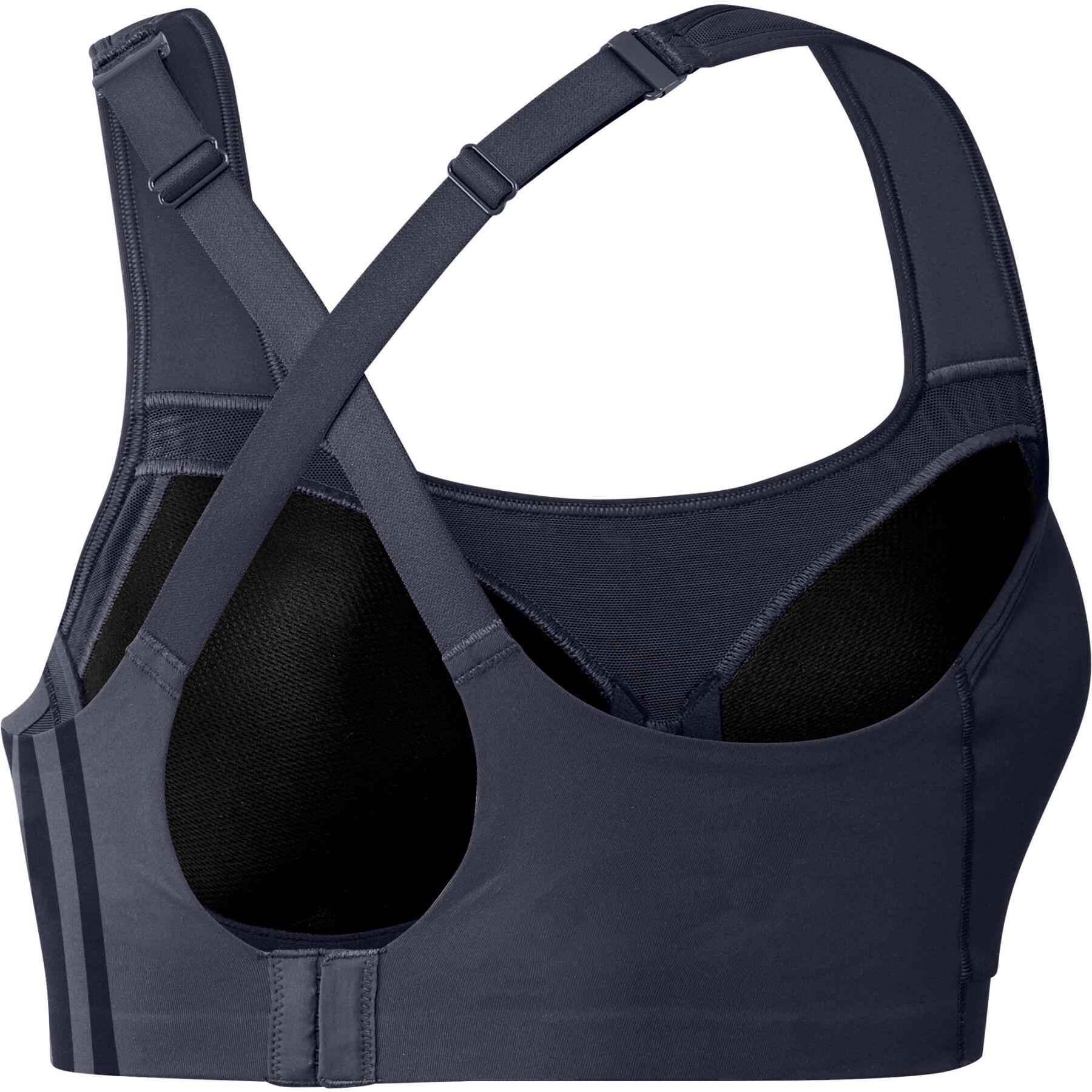 adidas Training split strap high-support sports bra in black