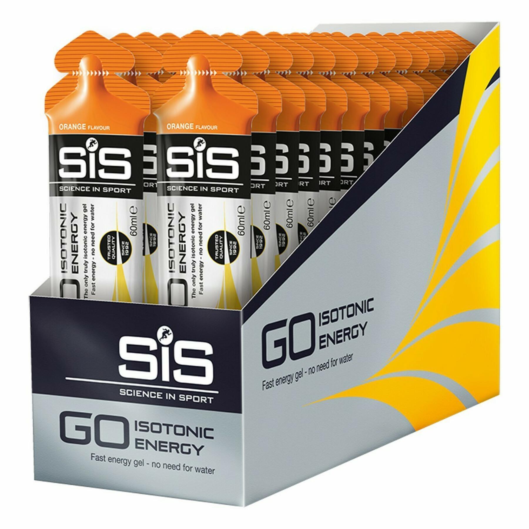 Pack of 30 energy gels Science in Sport Go Isotonic - Orange - 60 ml