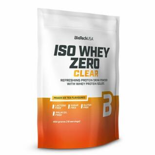 Packs of 10 bags of protein Biotech Usa iso whey zero clear - Théglacé aux pêches 454g