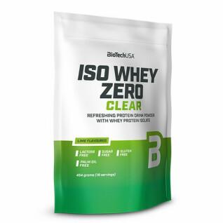 Packs of 10 bags of protein Biotech Usa iso whey zero clear - Lime 454g