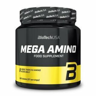 Batch of 10 jars of amino acids Biotech USA mega amino - 300 comp