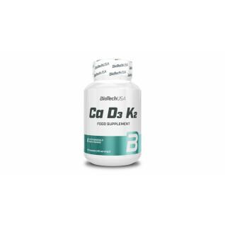 Lot of 12 jars of vitamin Biotech USA Ca-D3-K2 - 60 Gélul