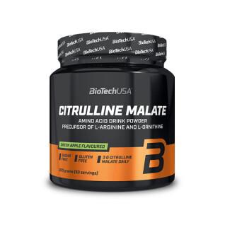 Pack of 10 jars of citrulline malate powder boosters Biotech USA - Pomme verte - 300g