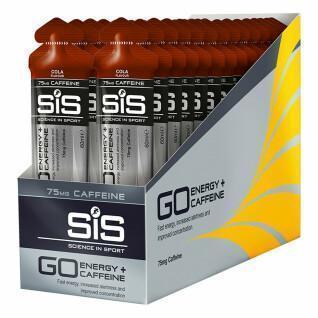 Pack of 30 energy gels Science in Sport Go + Cafeine Cola & Caffeinne - 60 ml